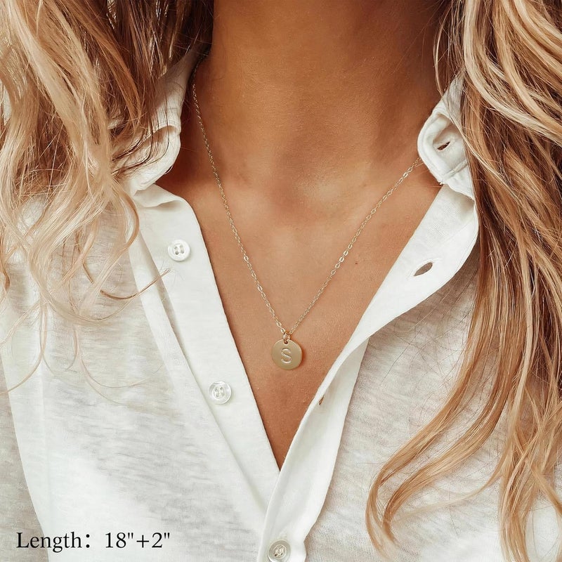 Vjoypro Initial Layered Necklaces for Women, 14K-Gold-Plated Coin Letter Necklace Bar Stacking Layer Necklace Multi Bar Layering Y-Necklaces Jewelry for Women - Image 3